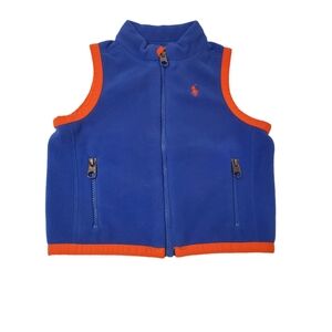 Ralph Lauren Fleece Baby Vest Size 9M Blue Orange